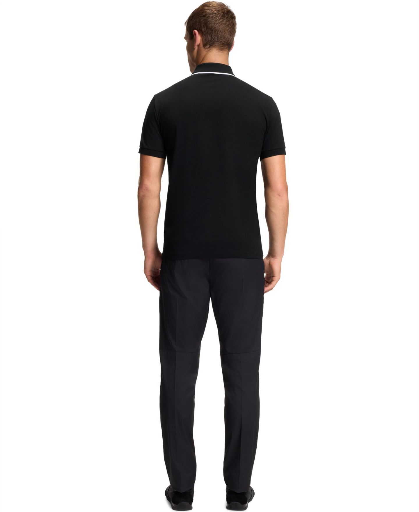 Мужское поло Hugo Boss Moisture-Wicking Stretch Cotton Slim-Fit Polo Shirt, цвет: Чёрный — фото 2