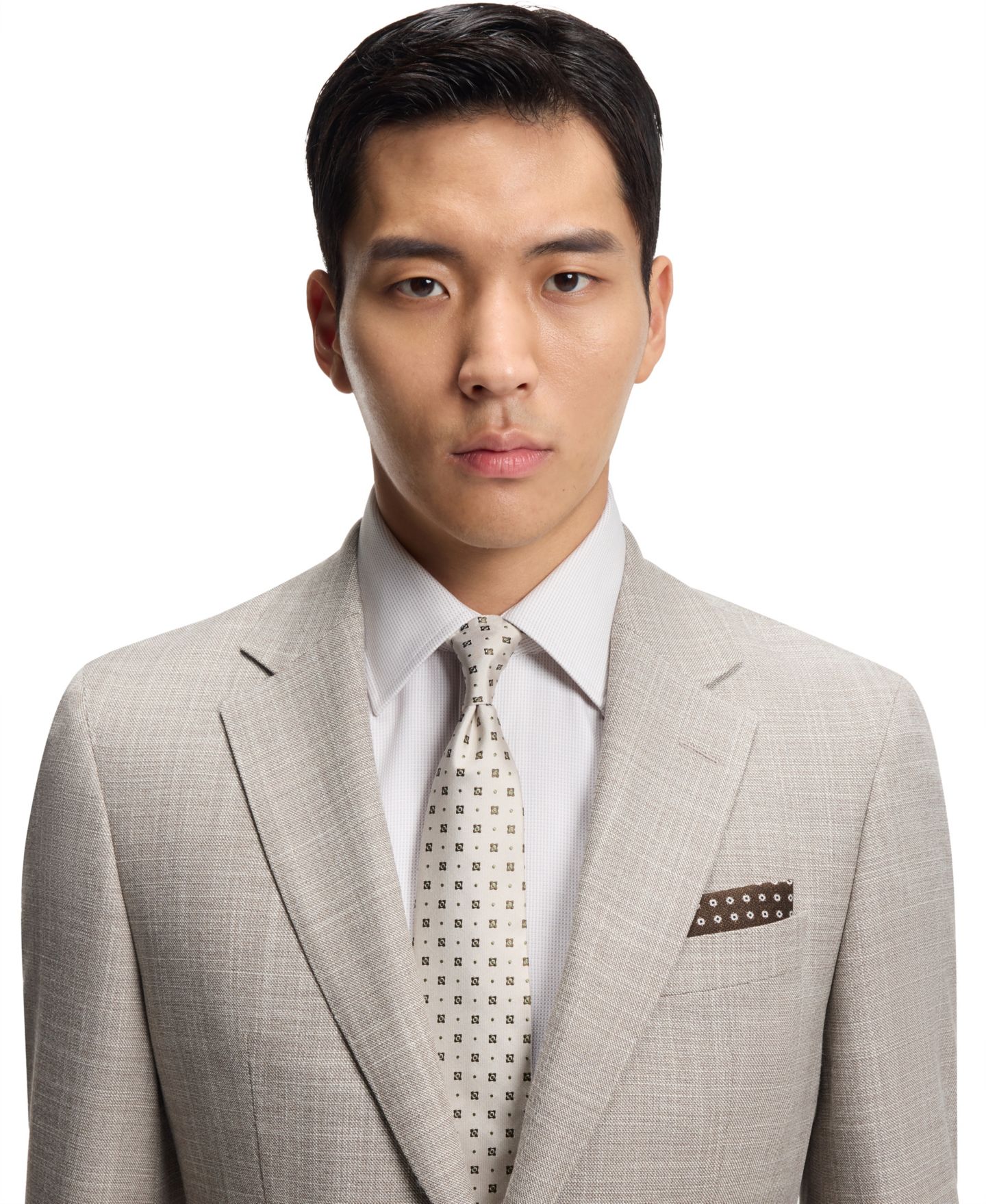 Мужские галстуки Hugo Boss Jacquard Pattern Formal Silk Tie, цвет: Тёмный бежевый — фото 3