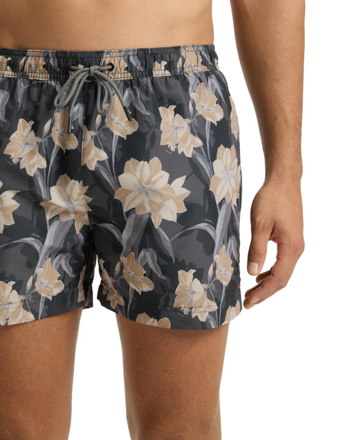 Boss by Hugo Men's Logo Detail Floral-Print Swim Shorts