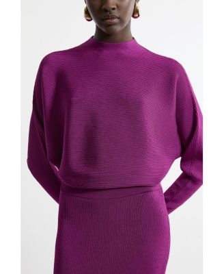 Women's Drape Knit Bat Wing Pencil Midi Dress