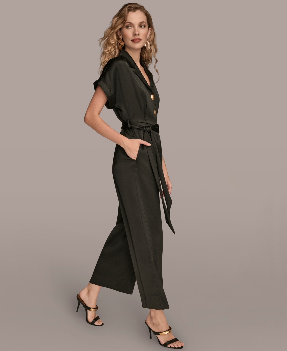 Donna Karan New York Women's Satin Wide Leg Jumpsuit