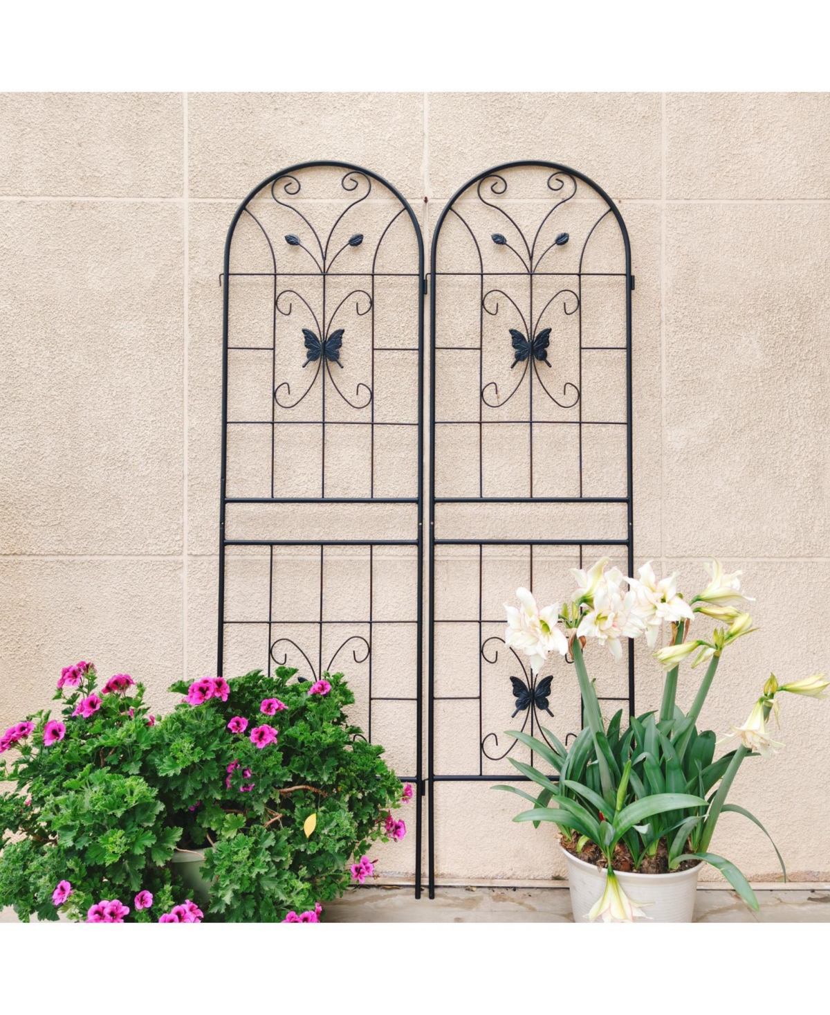 Streamdale Furniture 2 Pack Metal Garden Trellis 71" Rustproof Black