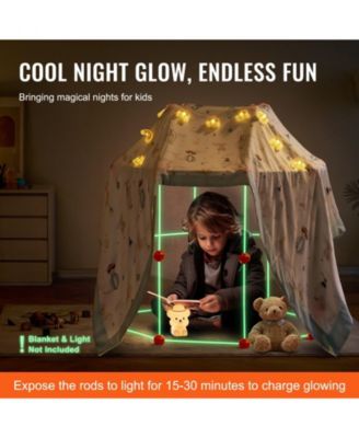 Fort Building Kit for Kids, 85 PCS Glow-in-the-Dark STEM Construction Set with 55 Rods & 30 Balls, Educational Toy for Kids 4–8+