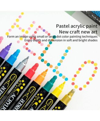 12 Colors Dual Tip Acrylic Paint Markers, with Fine Tip 1mm and Thick Tip 1-5mm for Rock Painting, Ceramic Surfaces and DIY Crafts Making