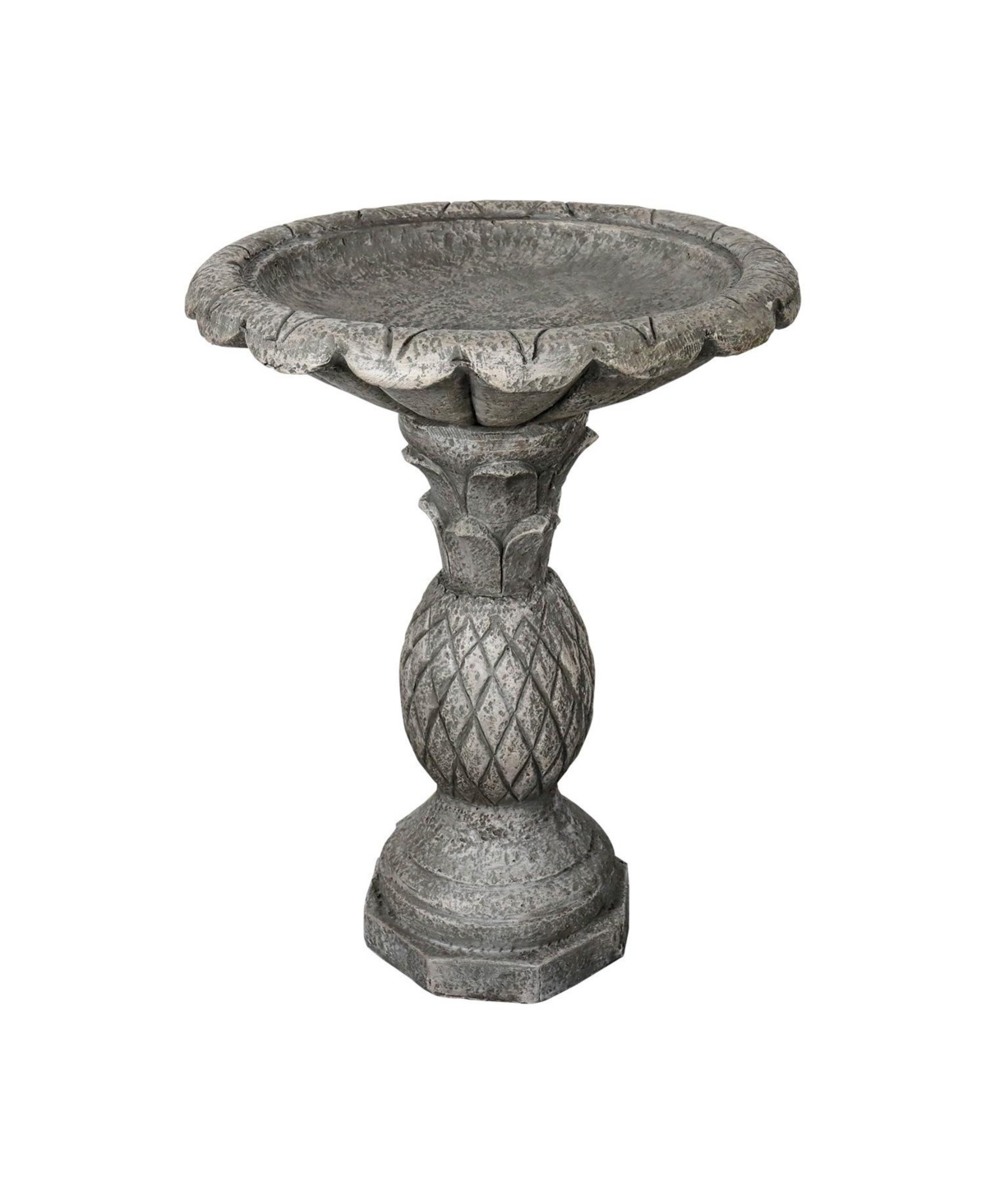 SunJet 24.8 Inch Heigh Concrete Bird Bath with Pineapple Texture – birdbath Sturdy & Elegant Design, Vintage Freestanding Style