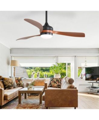 52-inch Modern Black Ceiling Fan with Led Light and Remote Control Dc Motor