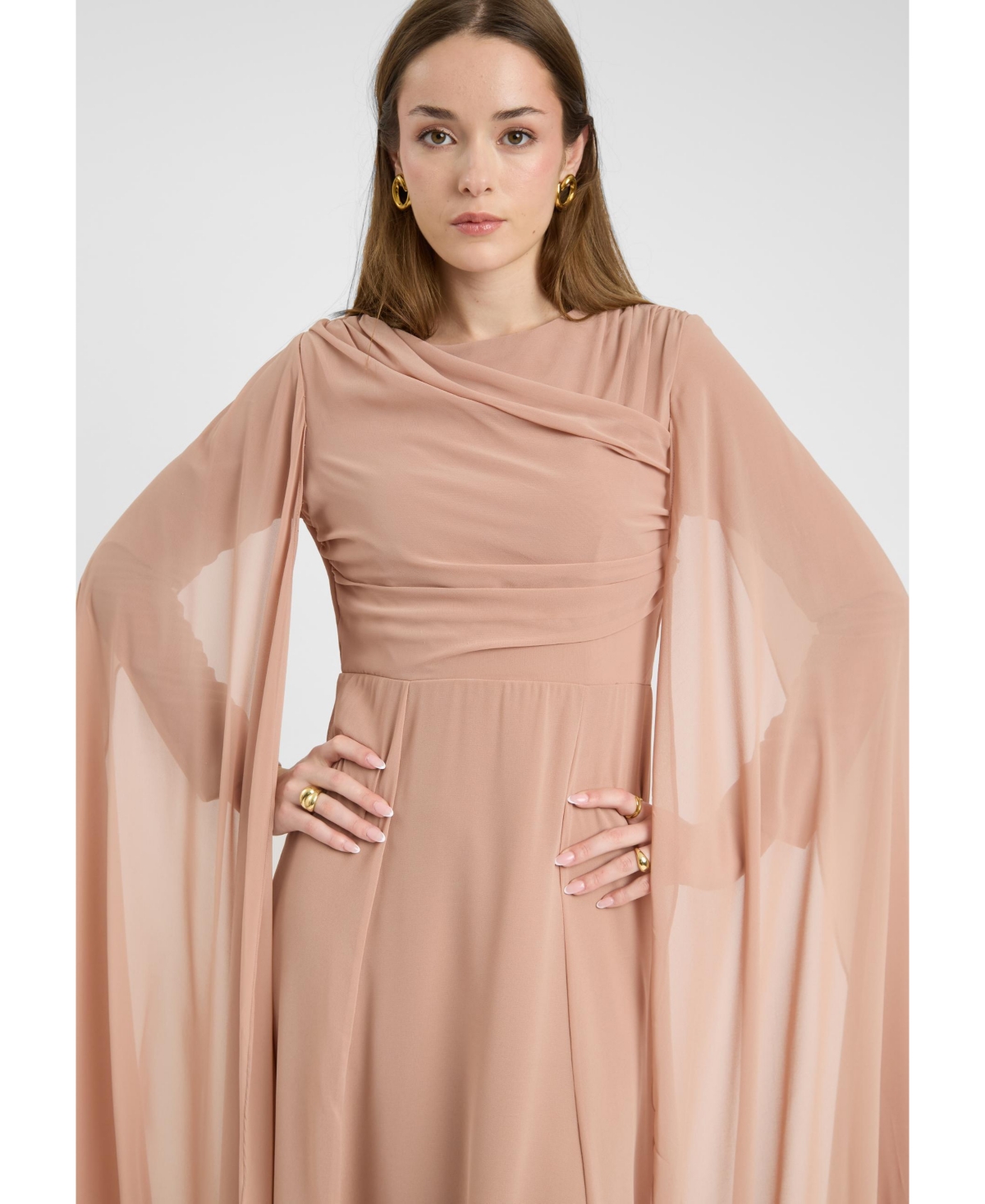 Maryisa Women's Modest Chiffon Dress Maxi With Wrap Style Top