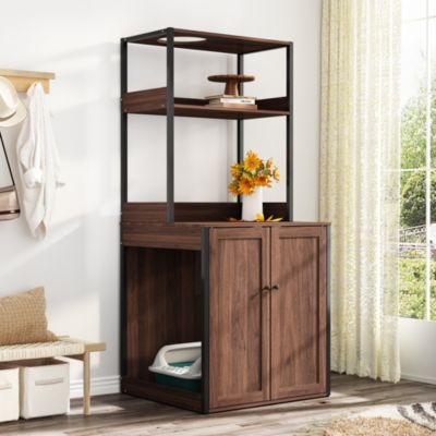 Storage Cabinet with Shelves, Large Open Storage & Doors Used for Pet
