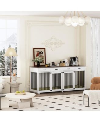 Dog Kennel Furniture with 4-Drawers and Dividers, Dog Cage Crates