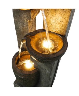 40''H 4-Tier Outdoor Garden Water Fountain Decor, Resin Fountain for Garden, Floor Patio, Deck, Porch, Backyard and Home Art Decor