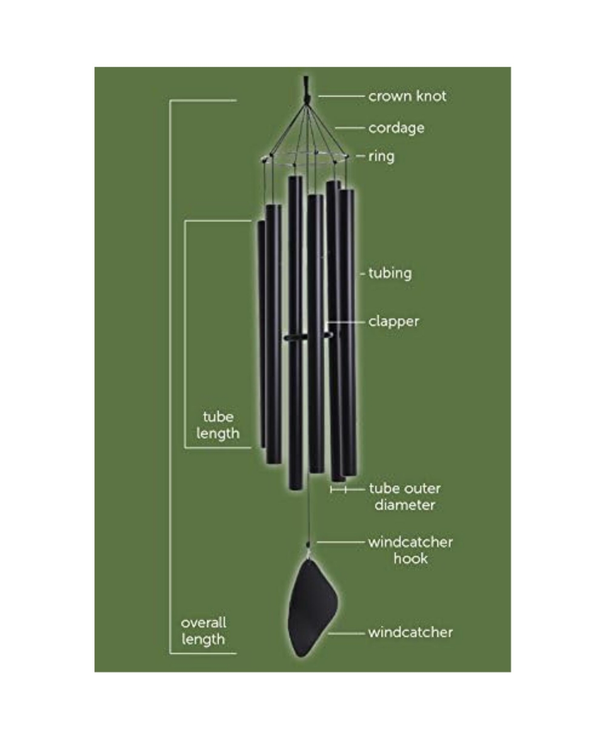 Music Of The Spheres Quartal Soprano Wind Chimes, Black, 30in