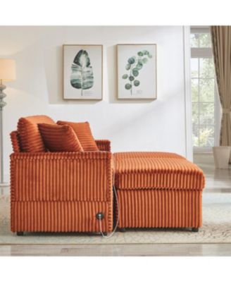 Streamdale Comfortable Fluffy Corduroy Lazy Sofa with Storage, Super Soft Chaise Lounge