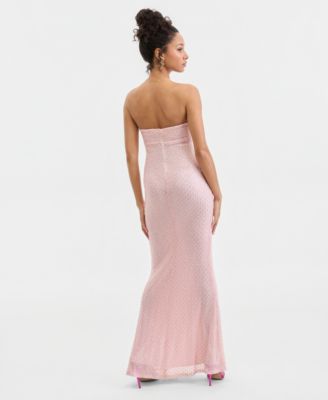 Juniors' Embellished Straight-Neck Strapless Gown 