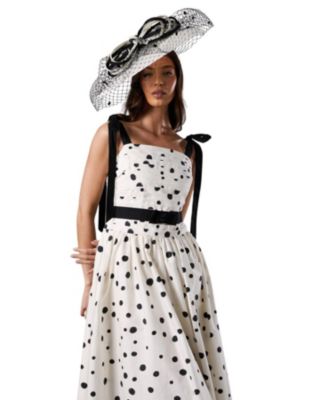 Women's Lisa Tan Mono Spot Bow Detail Midi Dress