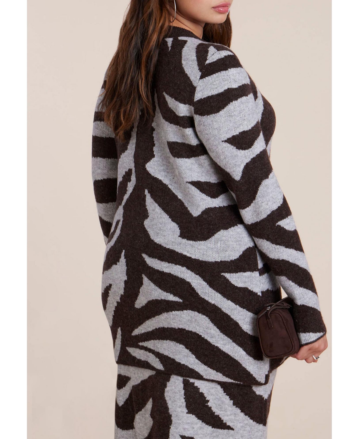 Eloquii Women's Intarsia Split Hem Cardigan