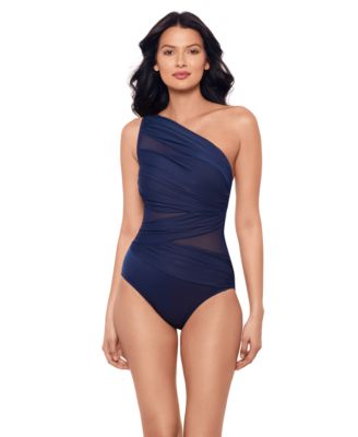 Women's Network Jena One-Shoulder Allover-Slimming One-Piece Swimsuit