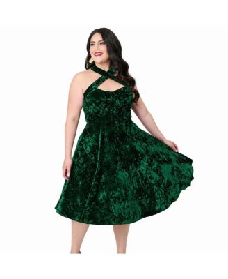 Plus Size Criss Cross Halter Rita Flare Dress