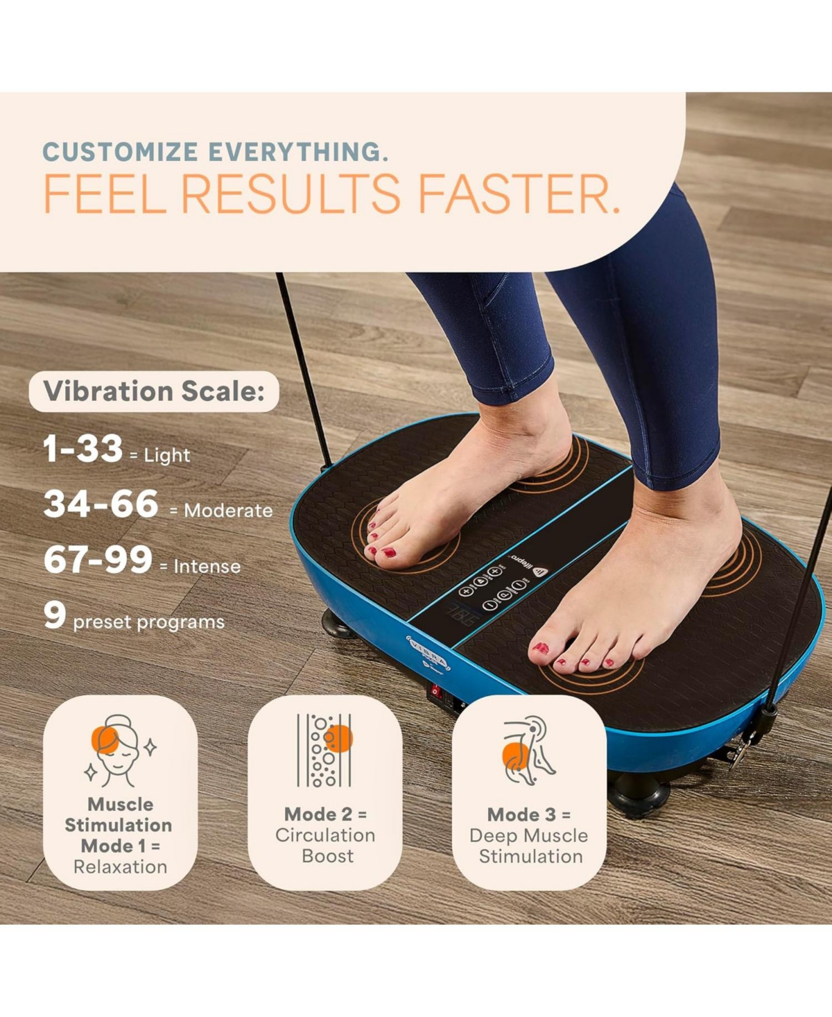 Lifepro Vibration Plate Exercise Machine with Footpad Pulse Technology – 99 Speeds, 9 Programs, Remote & Resistance Bands – Max Weight 2