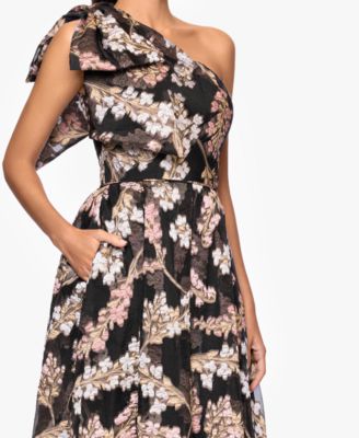 Petite One Shoulder Floral Print Long Dress