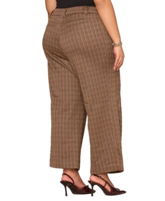 Plus Size Plaid Wide-Leg Pants
