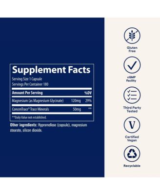 Magnesium Glycinate 120mg – Supports bones, muscles, nerves, sleep & relaxation. 180 capsules (180 servings).