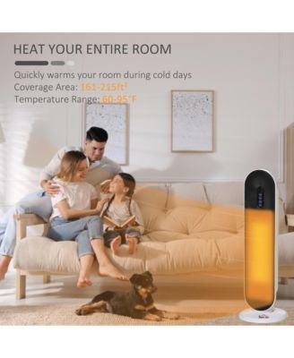 Portable Oscillating Ceramic Space Heater w/Remote & Anti-Tip, White