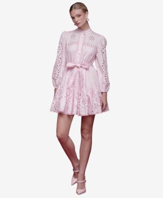 Women's Eyelet Cotton Lined Shirt Dress