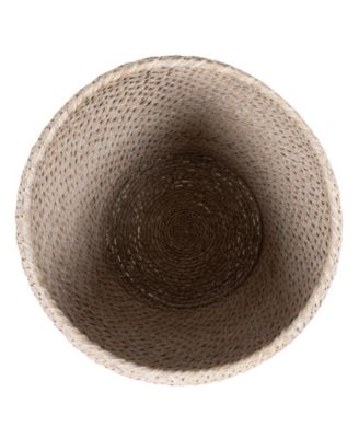 Rattan Wicker Storage Basket with Lid, Washed Black Finish, Set of 2