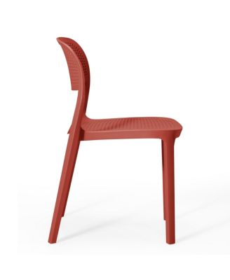 3-Piece Round Metal Bistro Dining Table Set And Stackable Resin Patio Dining Side Chairs