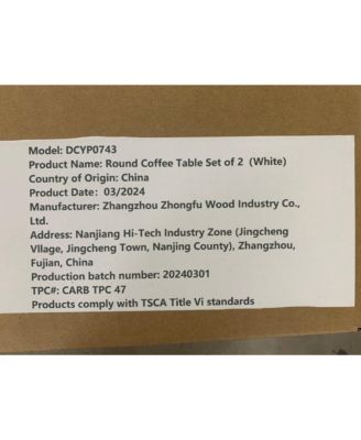 27.56 Inch Round Nesting Coffee Table Set of 2 with Marble Tabletop and Metal Base