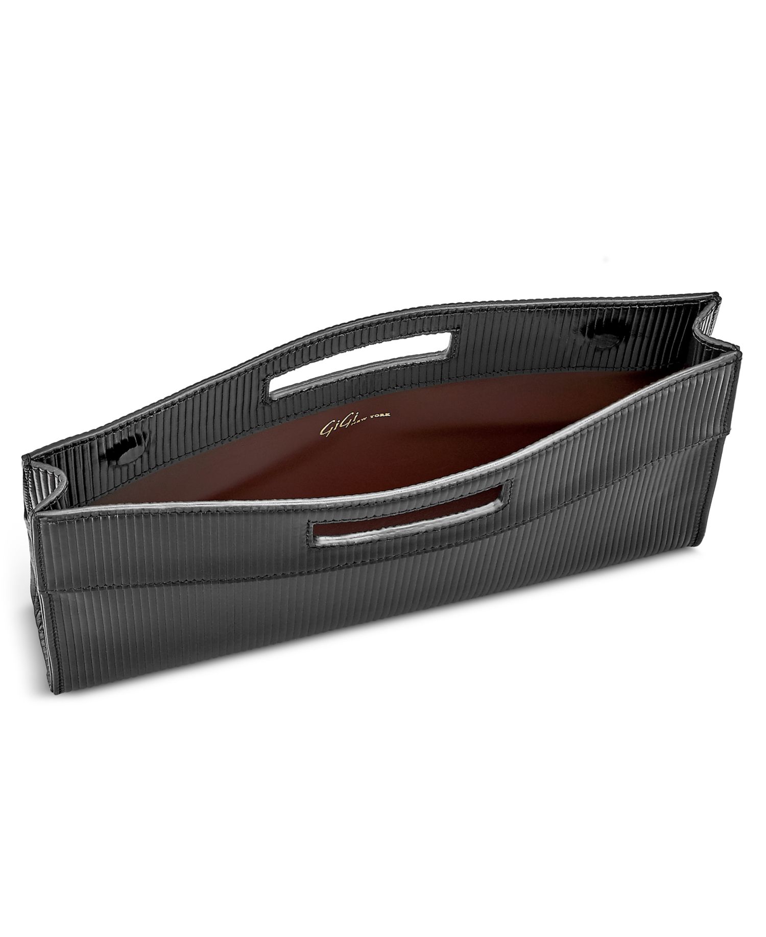 Remy Embossed Stripe Leather Clutch