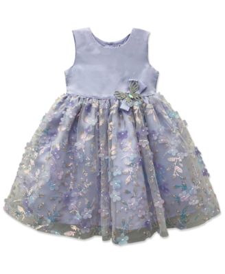 Girls' 2T-6X Mesh Flower Applique Sleeveless Dress