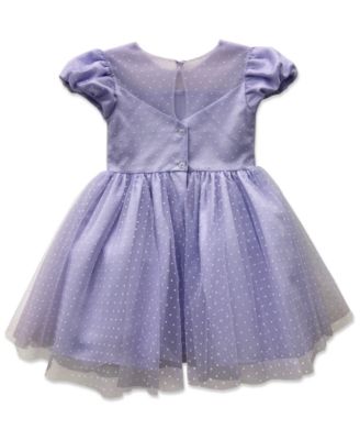 Girls' 2T-6X Puff-Sleeve Flock Mesh Dress