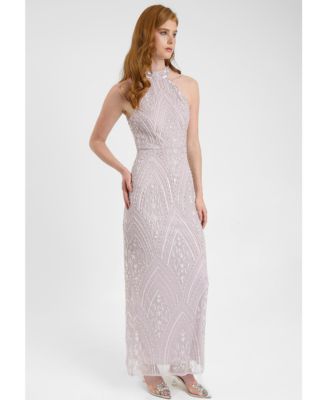 Women's Embellished Sequin Beaded Maxi Dress
