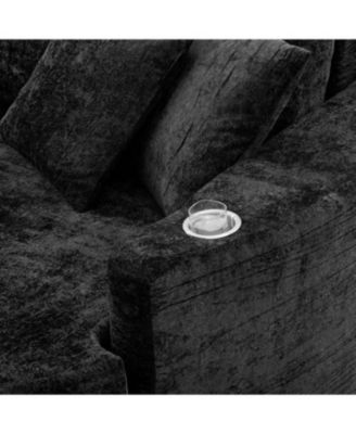 Streamdale Full-Compressed Chaise Sofa 80" Curved Boneless Couch with Cup Holders, Black