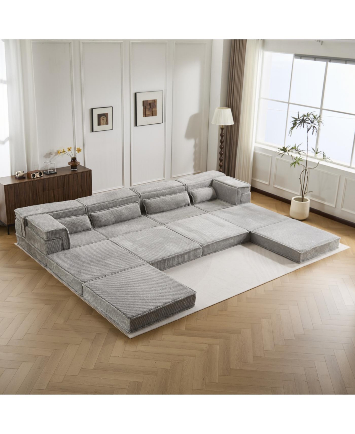 Streamdale Furniture 86" Modern Chenille 3-Seater Sofa with Rolled Arms & Wood Legs