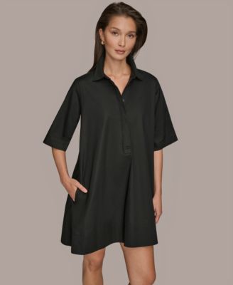 Donna Karan Weekend - Women's Elbow-Sleeve Hidden Placket Dress