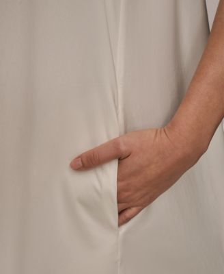 Women's Elbow-Sleeve Hidden Placket Dress