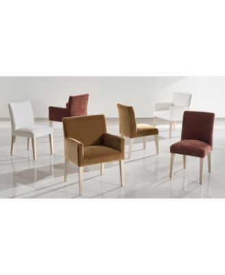 Stria Dining Chair Set of 2 – Upholstered in Soft Chenille with Solid Oak Legs