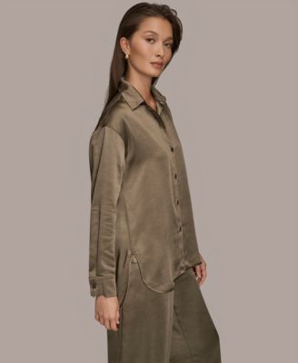 Women's Satin Button-Down Shirt