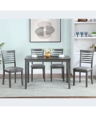 5-Piece Modern Dining Set with Rectangular Wood Table and 4 Upholstered Chairs