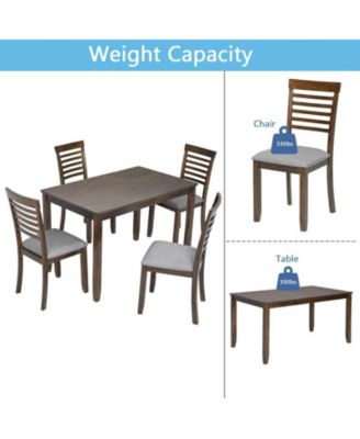 5-Piece Modern Dining Set with Rectangular Wood Table and 4 Upholstered Chairs