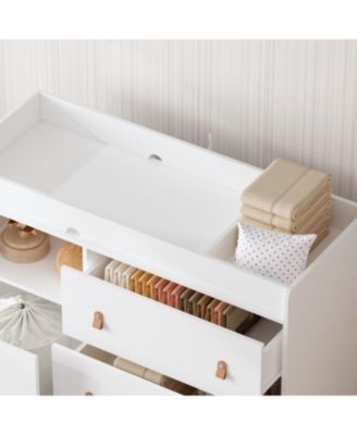 4-Drawer Chest of Drawers Nursery Storage Organizer With Changing Table Open Shelf