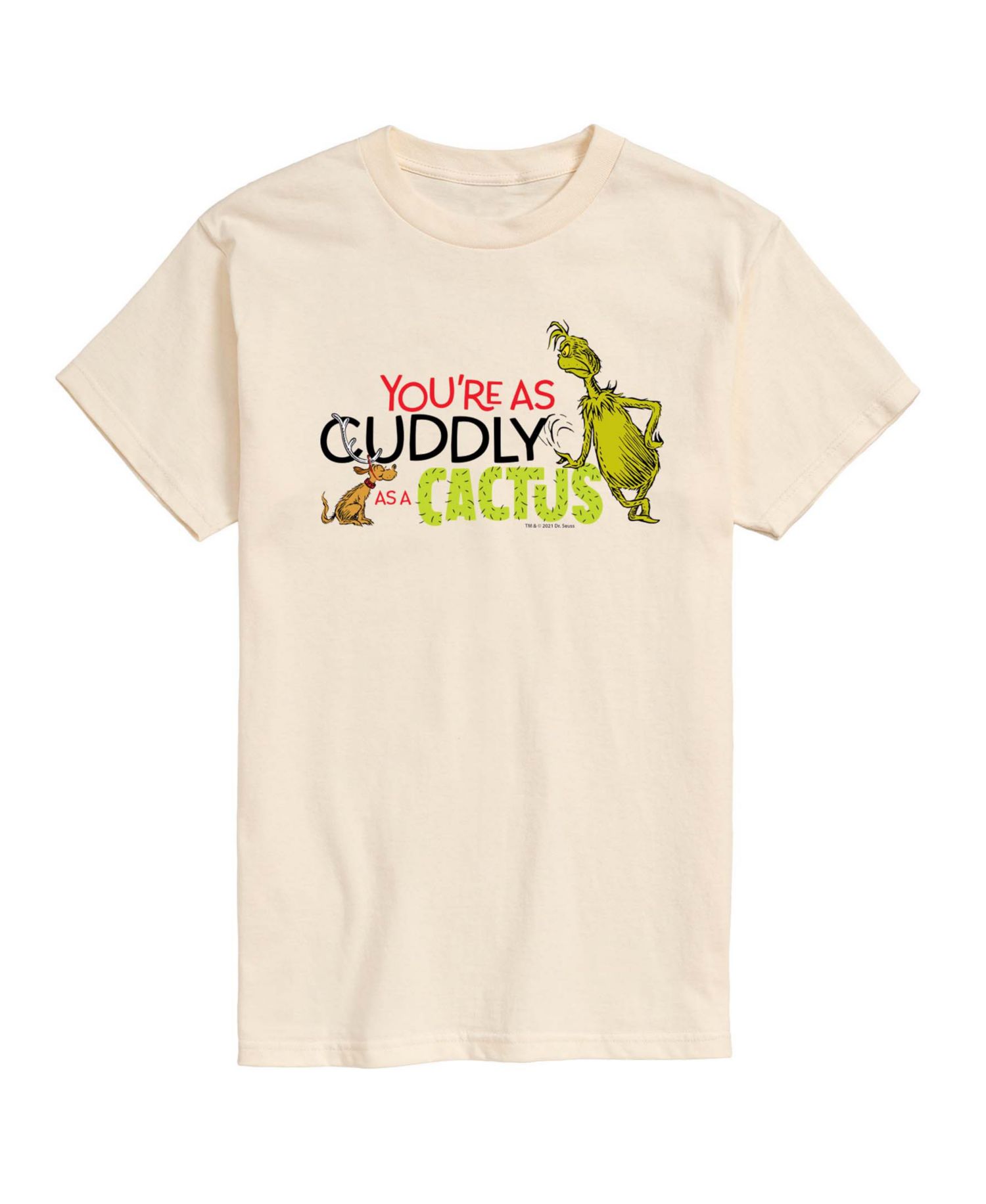 Men's The Grinch Cuddly As A Cactus Graphic Short-Sleeve T-Shirt
