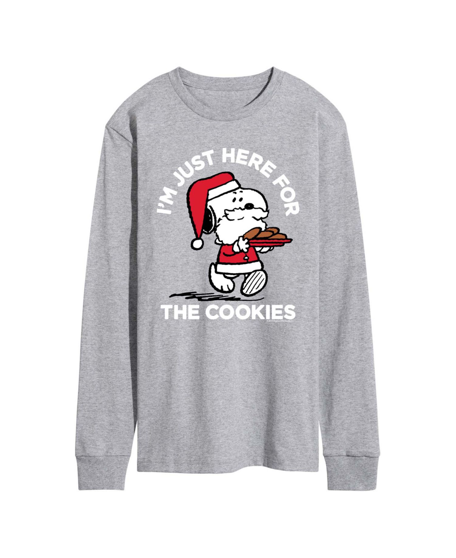 Men's Peanuts Santa Snoopy I'M Just Here for the Cookies Graphic Crewneck T-Shirt
