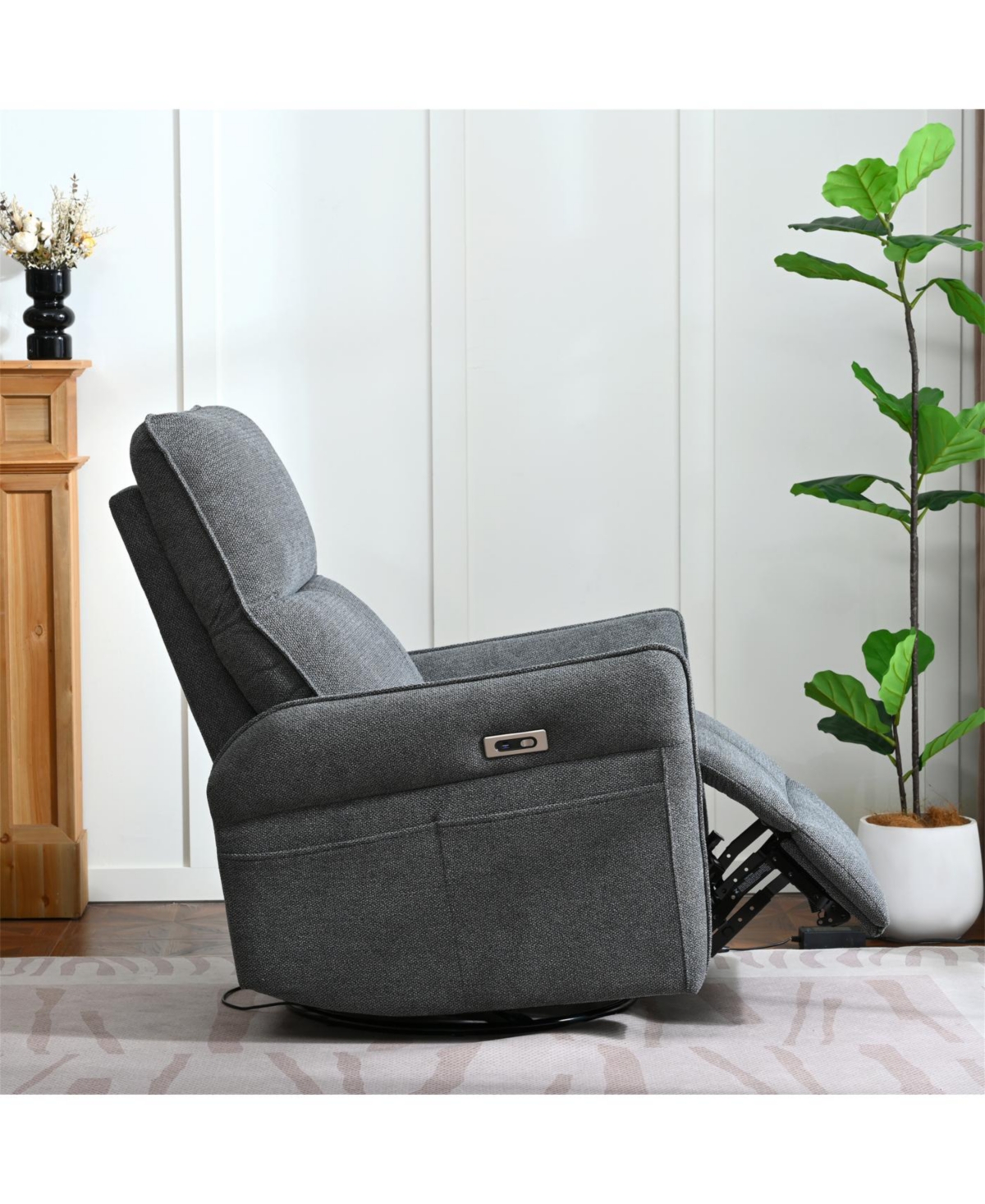 Streamdale Furniture Streamdale 270 Power Swivel Rocker Recliner Chair for Adults, Electric Nursery Glider (Dark Gray