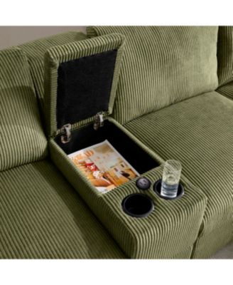 Streamdale U Shaped Cloud Couch Sectional Sofa, 126" Oversized Comfy Green Sofa with Console