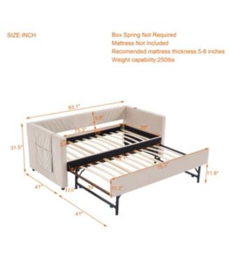 Streamdale Twin Upholstered Daybed with Trundle, USB, Side Pockets, No Box Spring Needed (Beige
