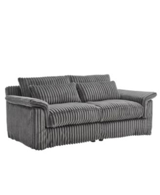 Corduroy Loveseat Sofa with Pillow Top Arms & 2 Accent Pillows