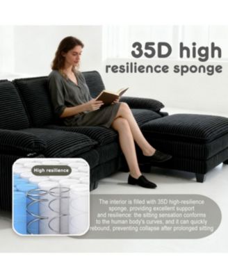 Streamdale Modern 3+1 L-Shaped Corduroy Sofa with Ottoman, Cloud Couch for Living Room.